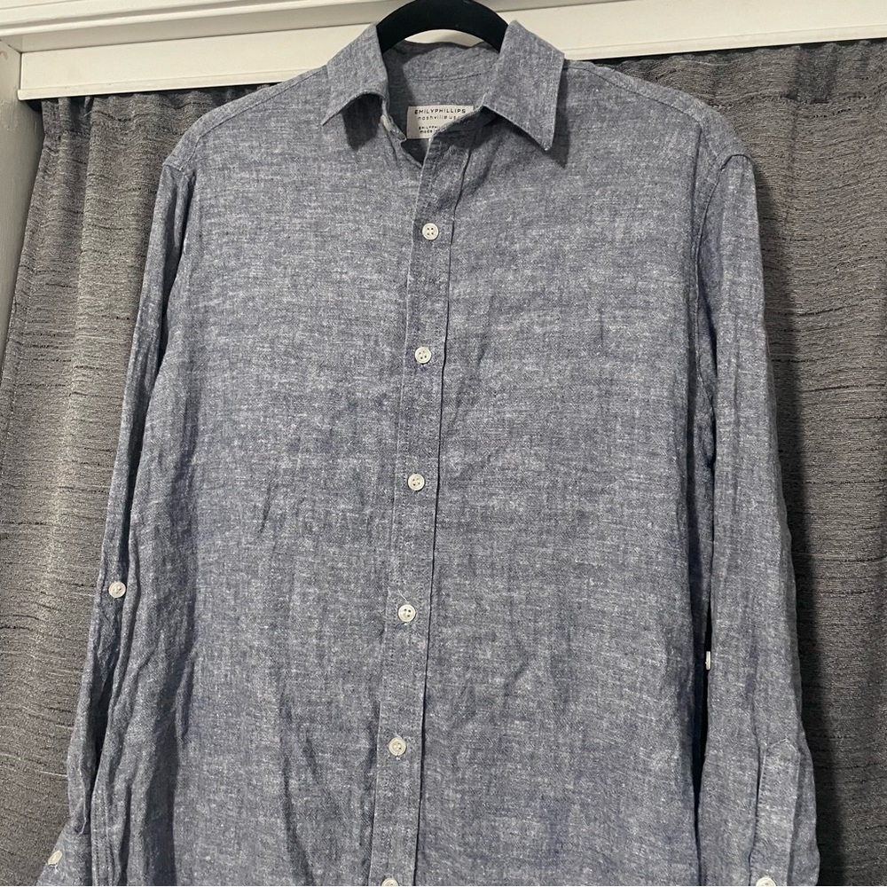 Emily Phillips Button Collared Shirt Dress Organic Cotton Hemp Casual Size 6 - Picture 2 of 6